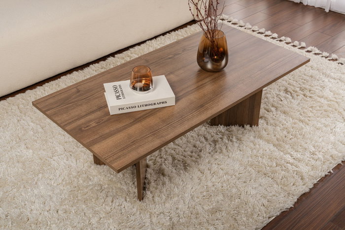Nordure Mesa de Café Nogal 119x40x60 cm Tablero Melamina Sala de Estar Elegante Acogedora Duradera Sofisticada Moderna